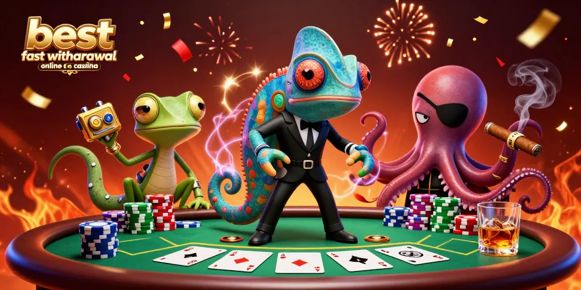 Experience the best fast withdrawal online casino Australia with this vibrant casino scene illustration.